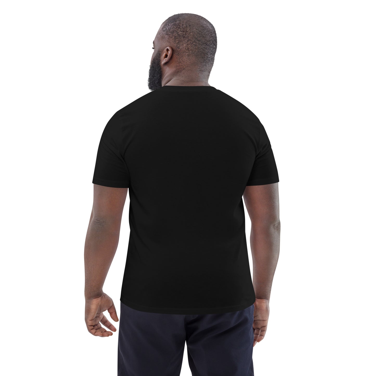Back Side Unisex Black Color Organic Cotton T-Shirt featuring a plain all black back side. Designed for /Stoner Streetwear.