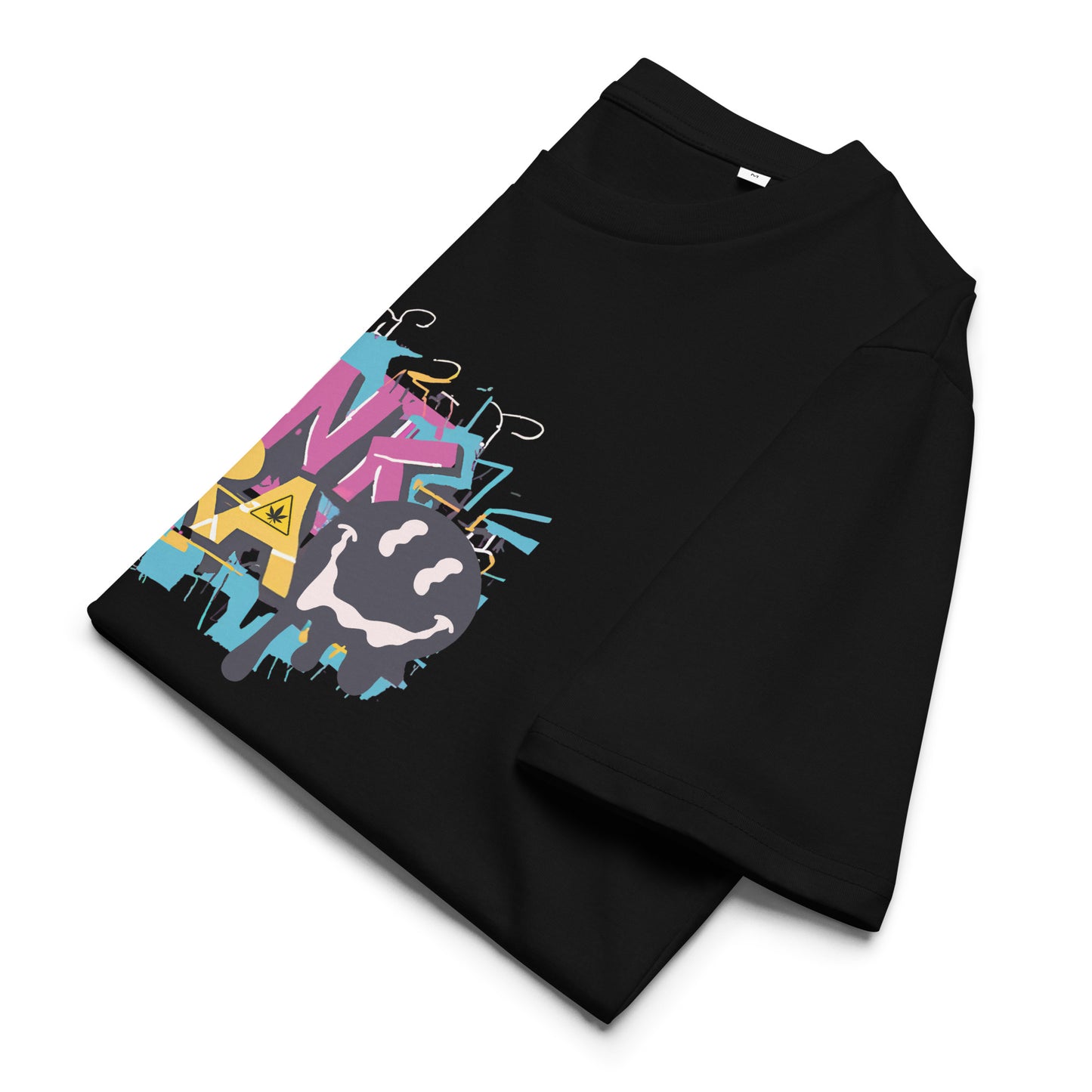 Front Folded Lavender Color Organic Cotton T-Shirt featuring a unique cannabis-inspired graphic, that reads "DANK ERA". Designed for /Stoner Streetwear.