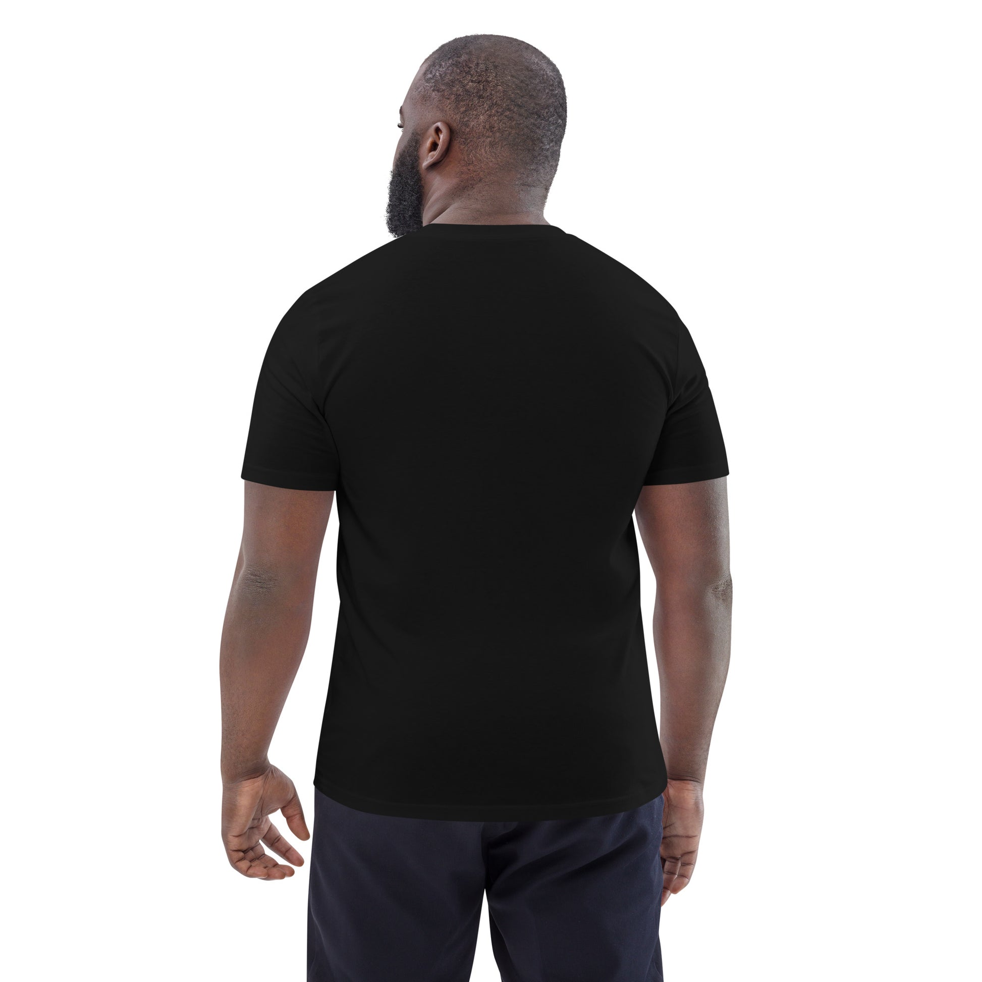 Back Side Unisex Black Color Organic Cotton T-Shirt featuring a plain all black back side. Designed for /Stoner Streetwear.