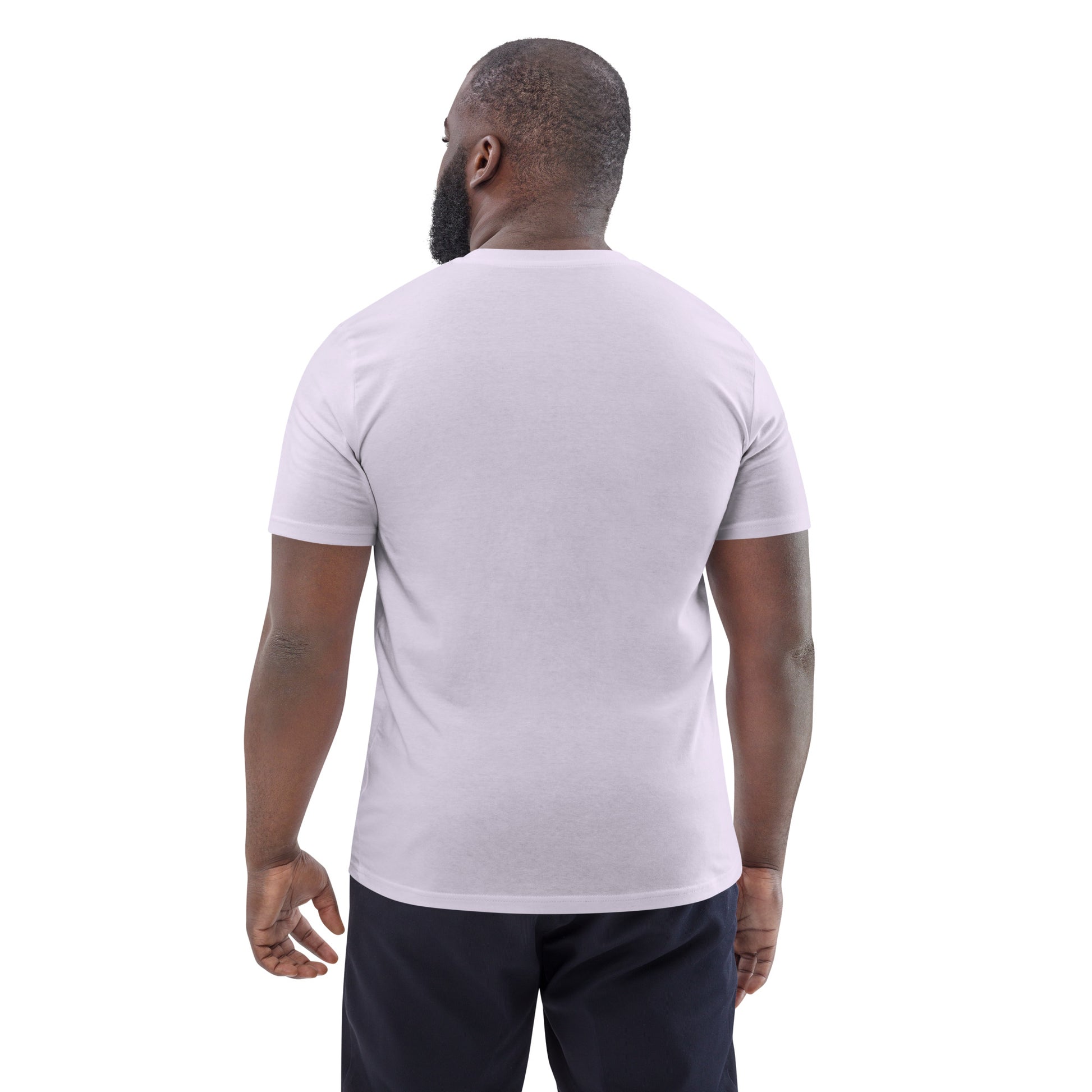Back Side Unisex Lavender Color Organic Cotton T-Shirt. Plain Backside. Designed for Stoner Streetwear.